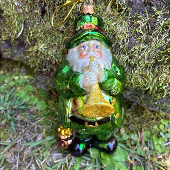 Other - 🍀 Glass Leprechaun Santa Ornament – 7” Hand-Painted